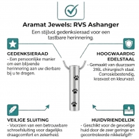 Stalen Ashanger Buis Zilverkleur met Zwarte Pootafdrukken 3,4cm - Heren