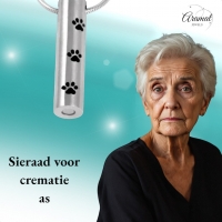 Stalen Ashanger Buis Zilverkleur met Zwarte Pootafdrukken 3,4cm - Heren