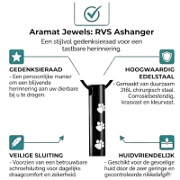 Stalen Ashanger Buis Zwart met Witte Pootafdrukken 3,4cm - Heren