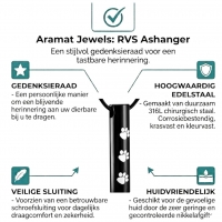 Stalen Ashanger Buis Zwart met Witte Pootafdrukken 3,4cm - Heren