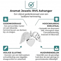Stalen Ashanger Hart met Beweegbare Engelenvleugel 25x20mm - Heren