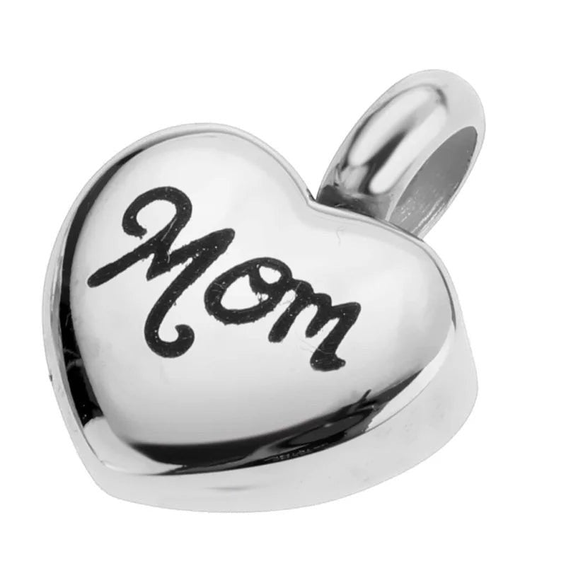Stalen Asbedel Hart met Inscriptie Mom voor Armband of Ketting 12mm - Heren