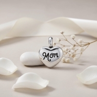 Stalen Asbedel Hart met Inscriptie Mom voor Armband of Ketting 12mm - Heren