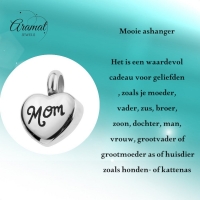 Stalen Asbedel Hart met Inscriptie Mom voor Armband of Ketting 12mm - Heren