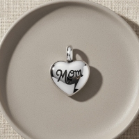 Stalen Asbedel Hart met Inscriptie Mom voor Armband of Ketting 12mm - Heren