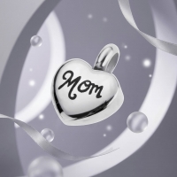 Stalen Asbedel Hart met Inscriptie Mom voor Armband of Ketting 12mm - Heren