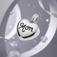 Stalen Asbedel Hart met Inscriptie Mom voor Armband of Ketting 12mm - Heren