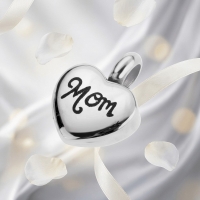 Stalen Asbedel Hart met Inscriptie Mom voor Armband of Ketting 12mm - Heren