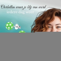 925 Sterling Zilveren Bolletjes Oorknopjes Groen met Witte Sterretjes 6mm -