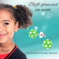925 Sterling Zilveren Bolletjes Oorknopjes Groen met Witte Sterretjes 6mm -