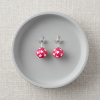 925 Sterling Zilveren Bolletjes Oorknopjes Roze met Witte Sterretjes 6mm -