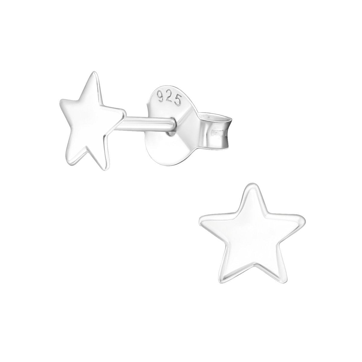 925 Sterling Zilveren Platte Sterretjes Oorknopjes 6mm -