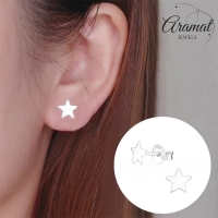 925 Sterling Zilveren Platte Sterretjes Oorknopjes 6mm -
