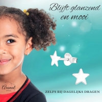 925 Sterling Zilveren Platte Sterretjes Oorknopjes 6mm -