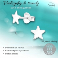 925 Sterling Zilveren Platte Sterretjes Oorknopjes 6mm -