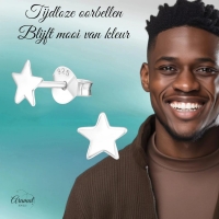 925 Sterling Zilveren Platte Sterretjes Oorknopjes 6mm -
