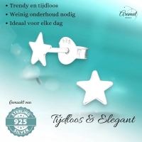 925 Sterling Zilveren Platte Sterretjes Oorknopjes 6mm -