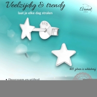 925 Sterling Zilveren Platte Sterretjes Oorknopjes 6mm -