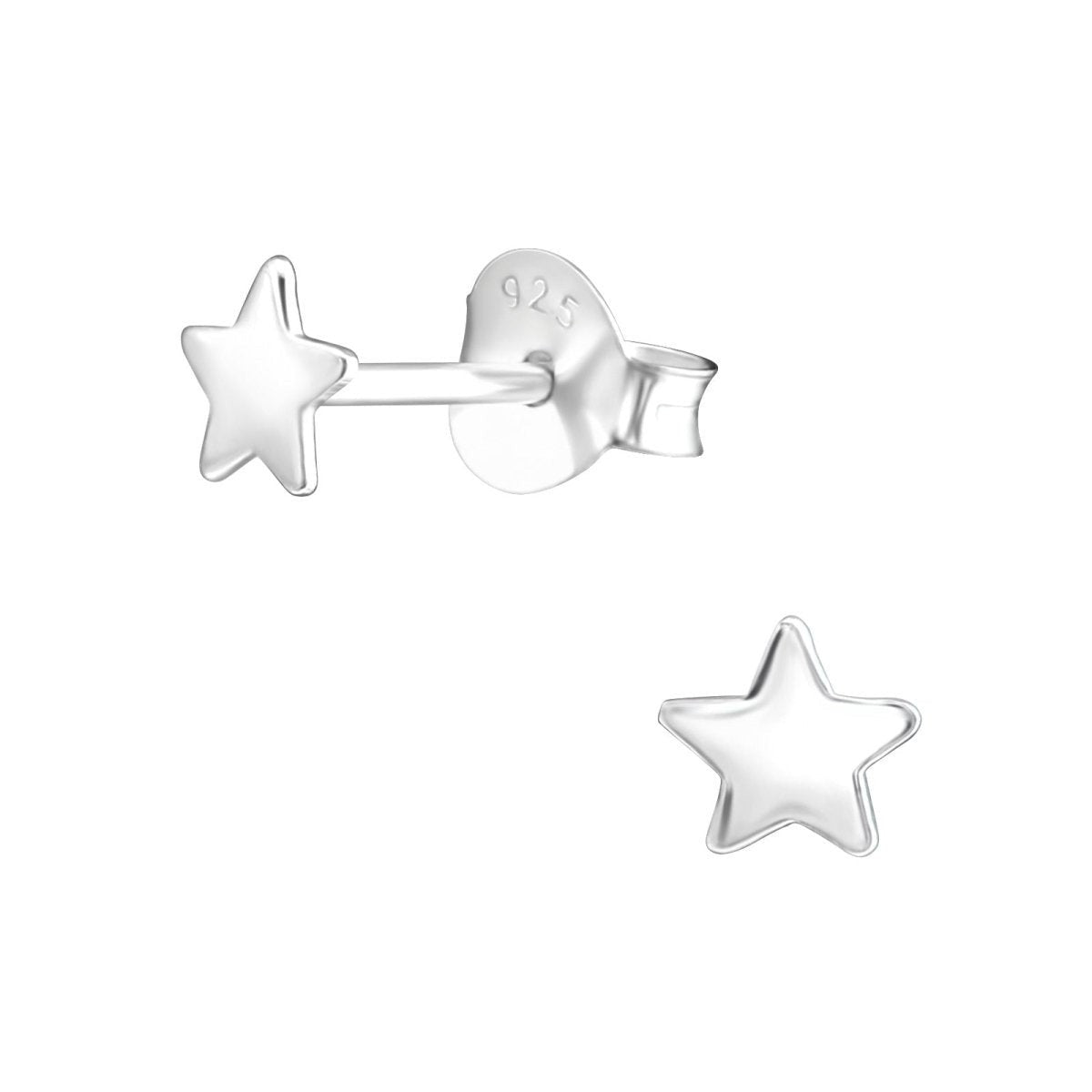 925 Sterling Zilveren Platte Sterretjes Oorknopjes 4mm -