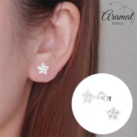 925 Sterling Zilveren Sterretjes Oorknopjes met Transparant Kristal 5mm -