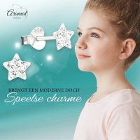 925 Sterling Zilveren Sterretjes Oorknopjes met Transparant Kristal 5mm -