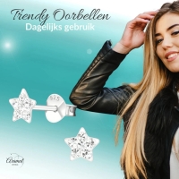 925 Sterling Zilveren Sterretjes Oorknopjes met Transparant Kristal 5mm -