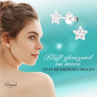 925 Sterling Zilveren Sterretjes Oorknopjes met Transparant Kristal 5mm -