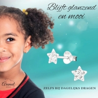 925 Sterling Zilveren Sterretjes Oorknopjes met Transparant Kristal 5mm -