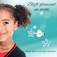 925 Sterling Zilveren Sterretjes Oorknopjes met Blauw Kristal 5mm -