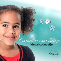 925 Sterling Zilveren Sterretjes Oorknopjes met Blauw Kristal 5mm -
