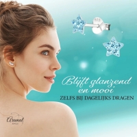 925 Sterling Zilveren Sterretjes Oorknopjes met Blauw Kristal 5mm -