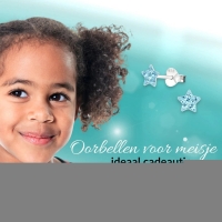 925 Sterling Zilveren Sterretjes Oorknopjes met Blauw Kristal 5mm -