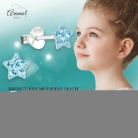 925 Sterling Zilveren Sterretjes Oorknopjes met Blauw Kristal 5mm -