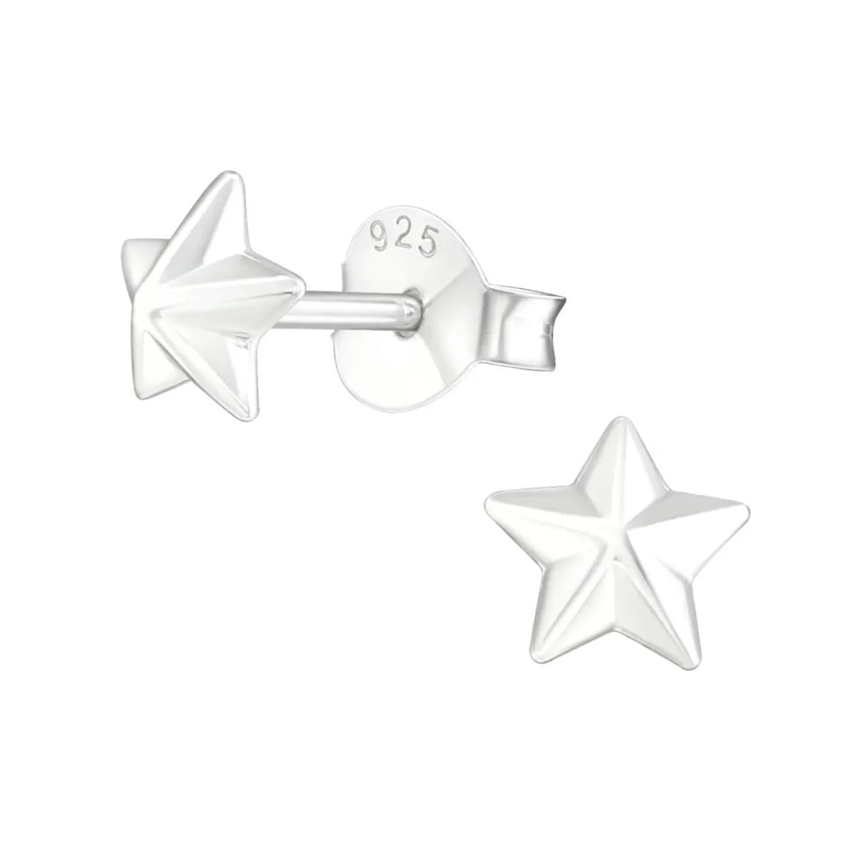 925 Sterling Zilveren 3D Sterretjes Oorknopjes 5mm -
