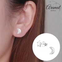 925 Sterling Zilveren Ster en Maan Oorknopjes 6x5mm -