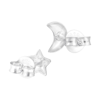 925 Sterling Zilveren Ster en Maan Oorknopjes 6x5mm -