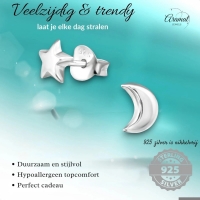 925 Sterling Zilveren Ster en Maan Oorknopjes 6x5mm -