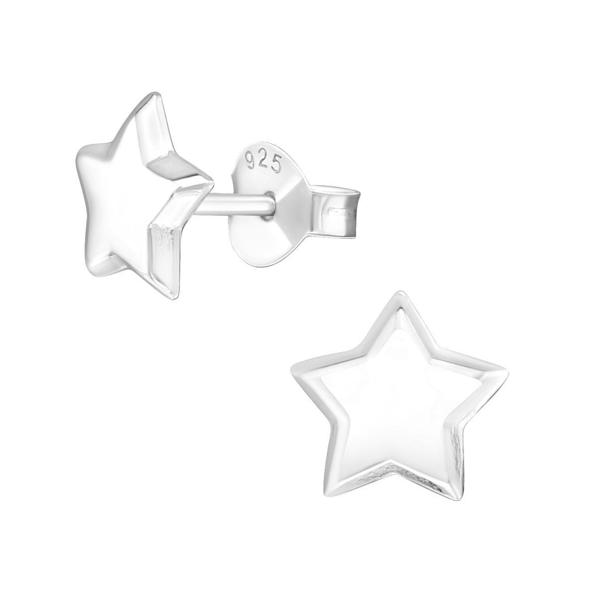 925 Sterling Zilveren Sterretjes Oorknopjes 8mm &acirc;&euro;&ldquo; Hoogglans Gepolijst -