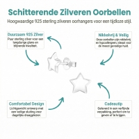 925 Sterling Zilveren Sterretjes Oorknopjes 8mm &acirc;&euro;&ldquo; Hoogglans Gepolijst -