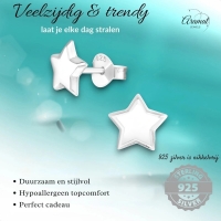 925 Sterling Zilveren Sterretjes Oorknopjes 8mm &acirc;&euro;&ldquo; Hoogglans Gepolijst -