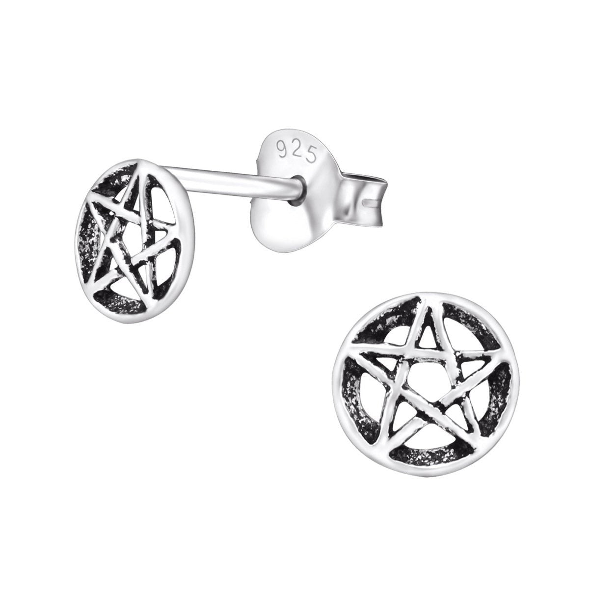 Sterling Zilveren Gotische Ster Oorknopjes Antieklook Rond 6mm -