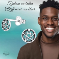 Sterling Zilveren Gotische Ster Oorknopjes Antieklook Rond 6mm -