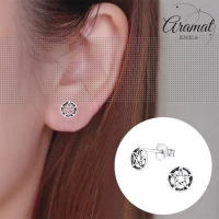 Sterling Zilveren Gotische Ster Oorknopjes Antieklook Rond 6mm -