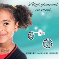 Sterling Zilveren Gotische Ster Oorknopjes Antieklook Rond 6mm -