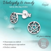 Sterling Zilveren Gotische Ster Oorknopjes Antieklook Rond 6mm -