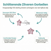 Zilveren Kinderoorbellen Paarse Glitter Ster 5mm -