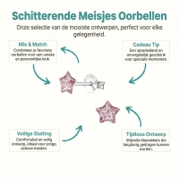 Zilveren Kinderoorbellen Paarse Glitter Ster 5mm -