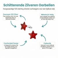 Zilveren Kinderoorbellen Rode Glitter Ster 9mm -