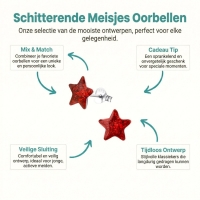 Zilveren Kinderoorbellen Rode Glitter Ster 9mm -