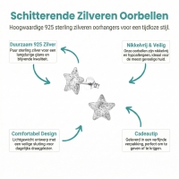 Zilveren Kinderoorbellen Transparante Glitter Ster 9mm - Unisex